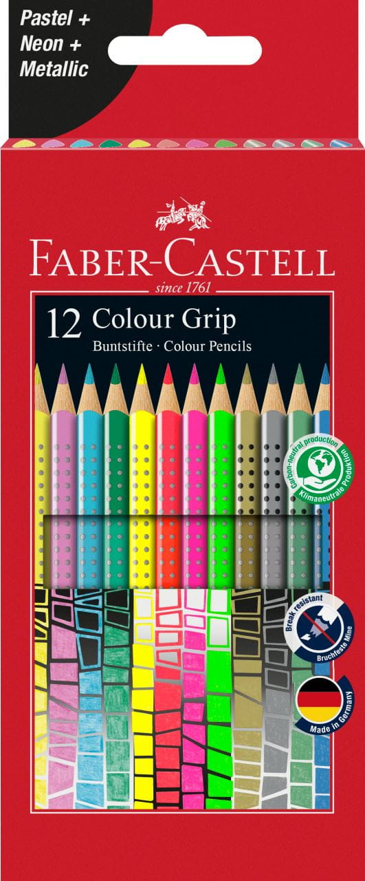 Faber Castell 112412 Farbstift Colour GRIP 12 Farben sortiert im Karton 