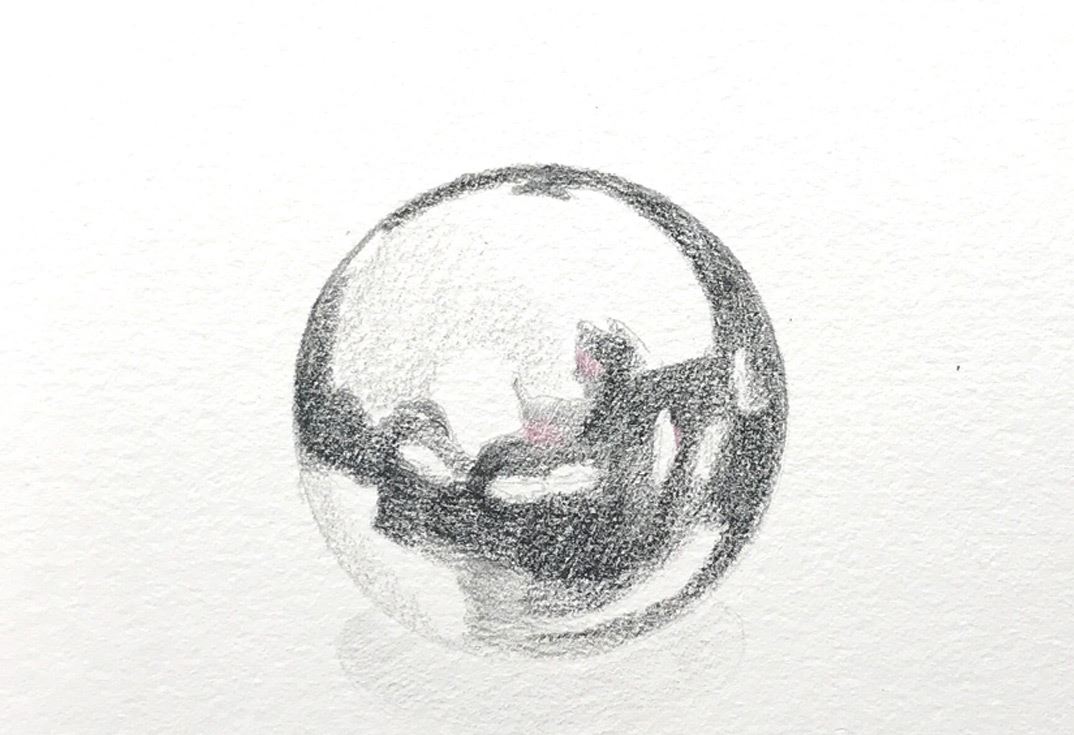 Drawing of a chrome ball.