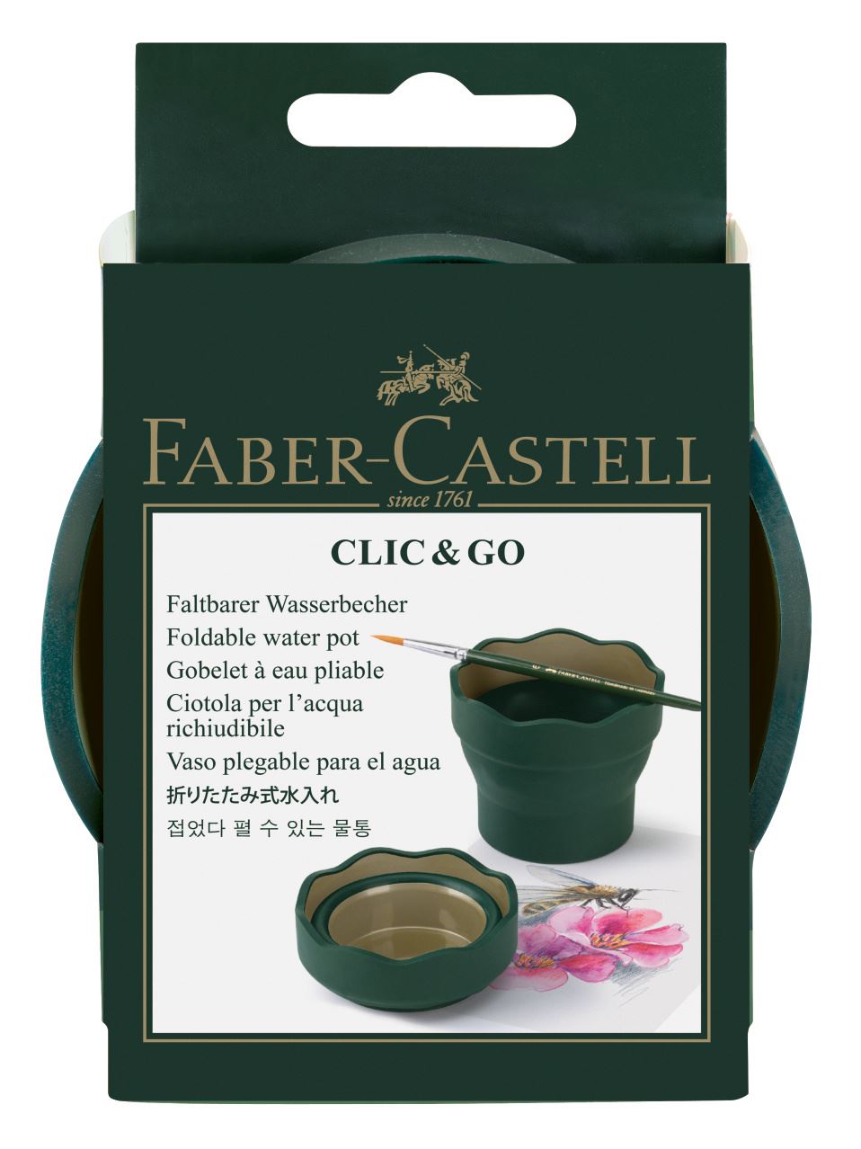 Faber-Castell - Clic&Go Wasserbecher, dunkelgrün