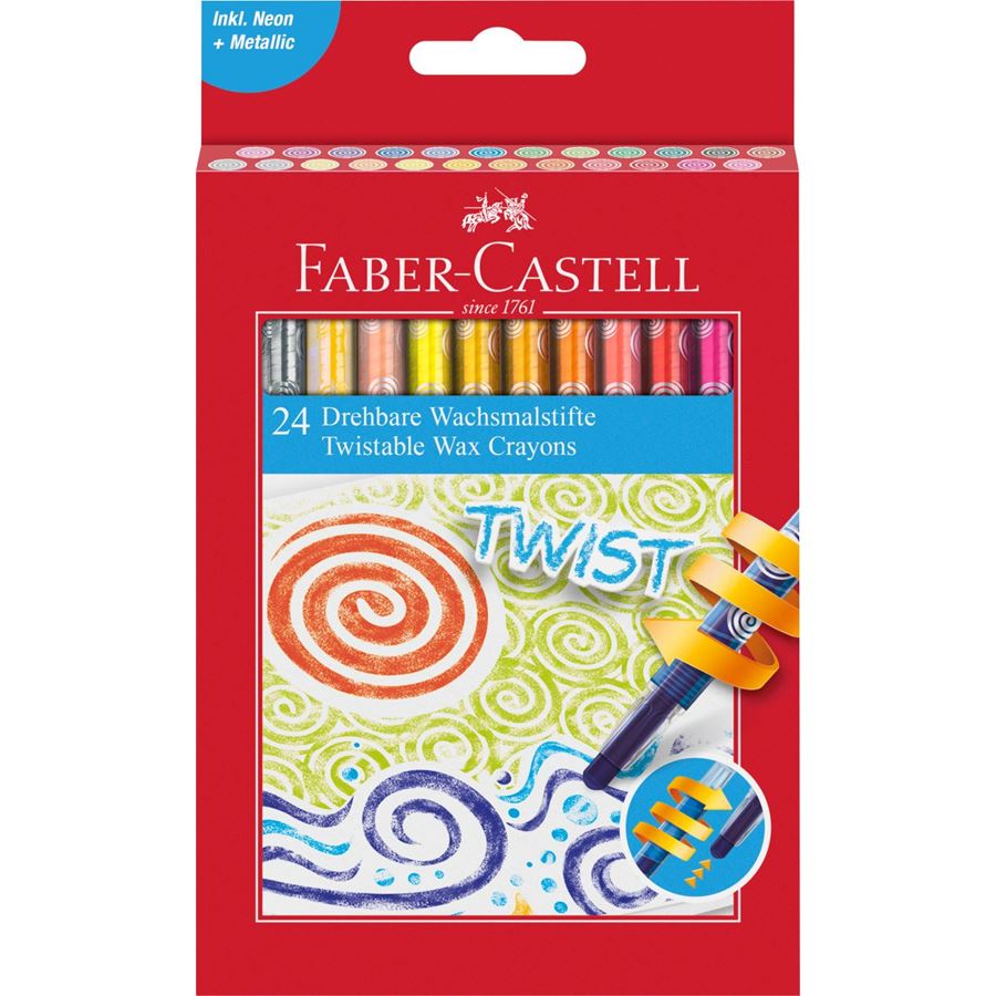 Faber-Castell - Wachsmalkreide drehbar, 24er Kartonetui