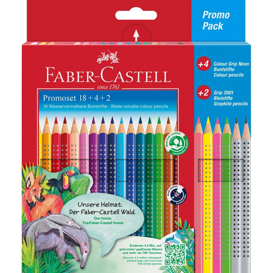 Faber-Castell - Colour Grip Buntstifte, Kartonetui, 24-teilig