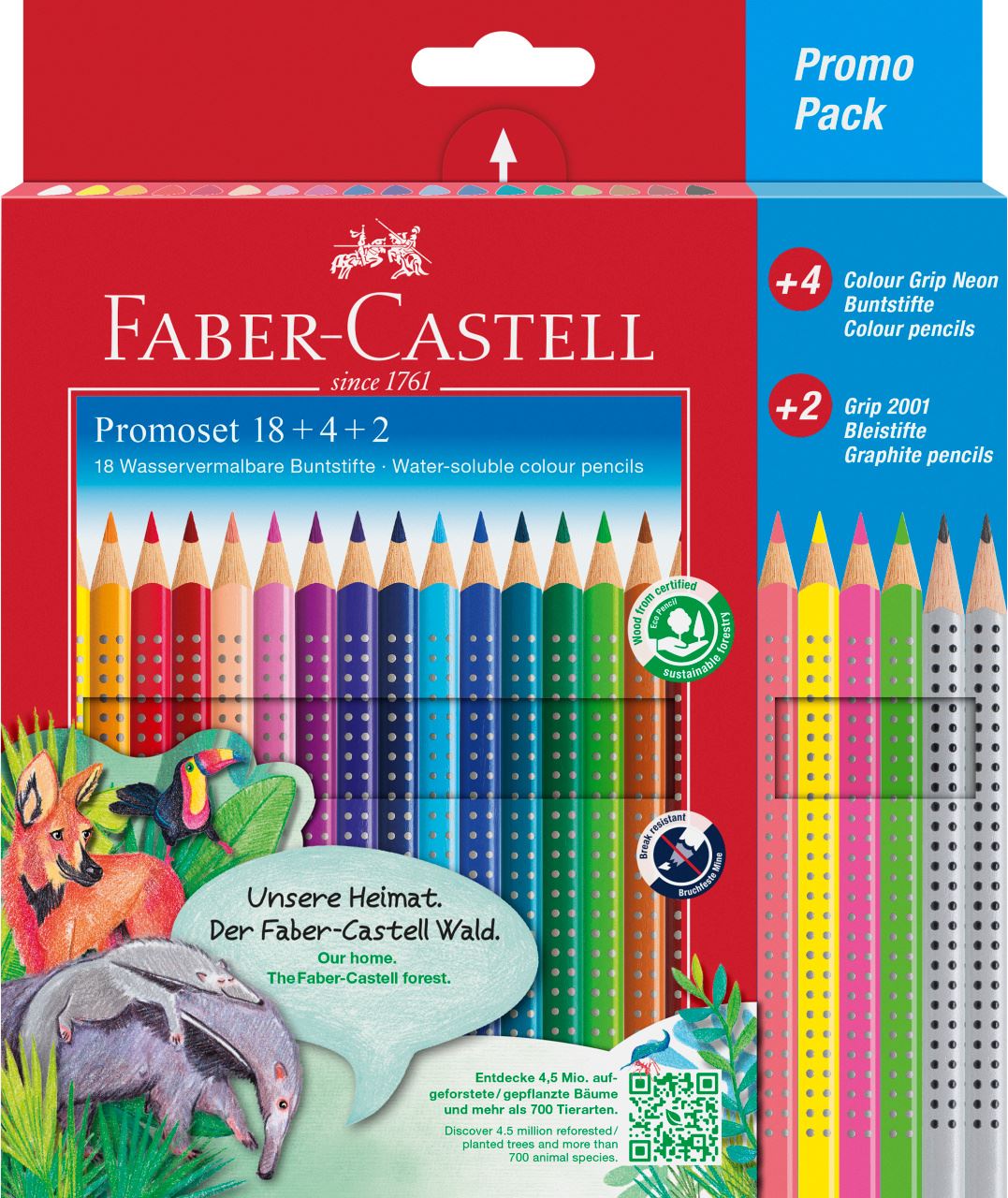 Faber-Castell - Colour Grip Buntstifte, Kartonetui, 24-teilig