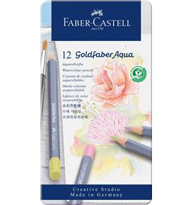 Faber-Castell - Goldfaber Aqua Aquarellstift, 12er Metalletui, Pastelltöne
