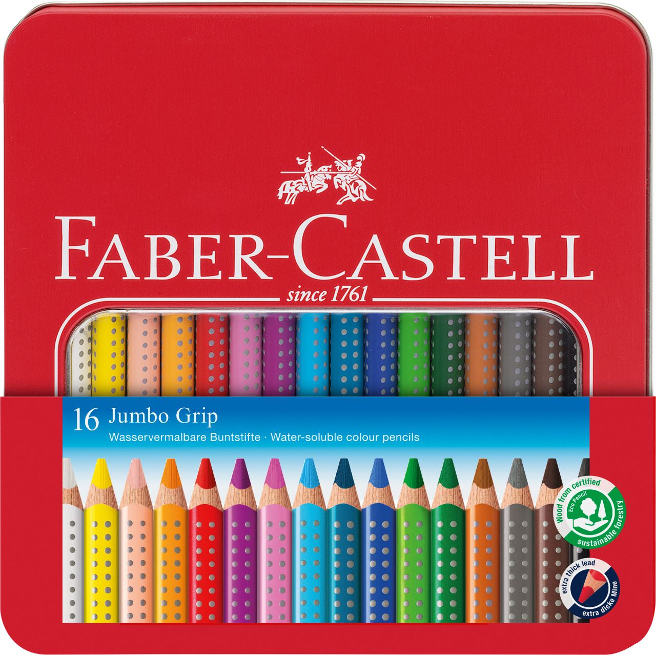 Faber-Castell - Jumbo Grip Buntstift, 16er Metalletui