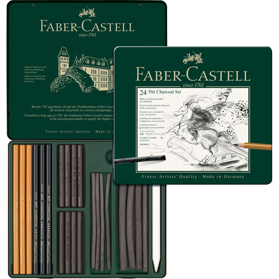 Faber-Castell - Pitt Charcoal Set, 24er Metalletui