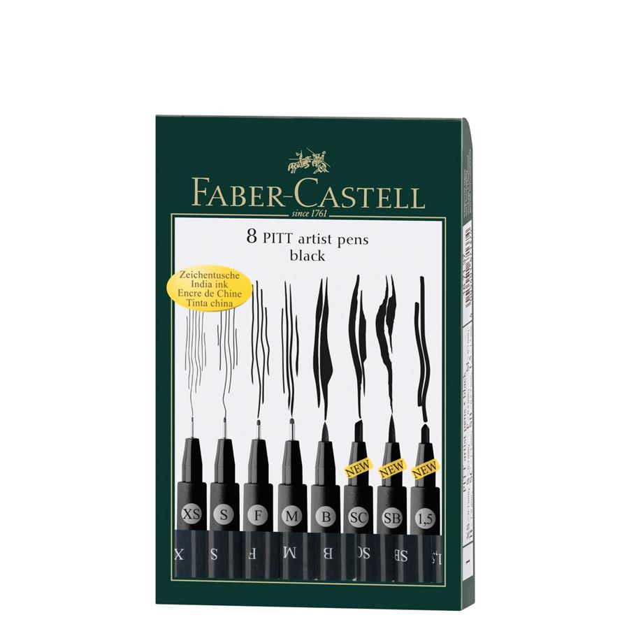 Faber-Castell - Pitt Artist Pen Tuschestift, 8er Etui, schwarz