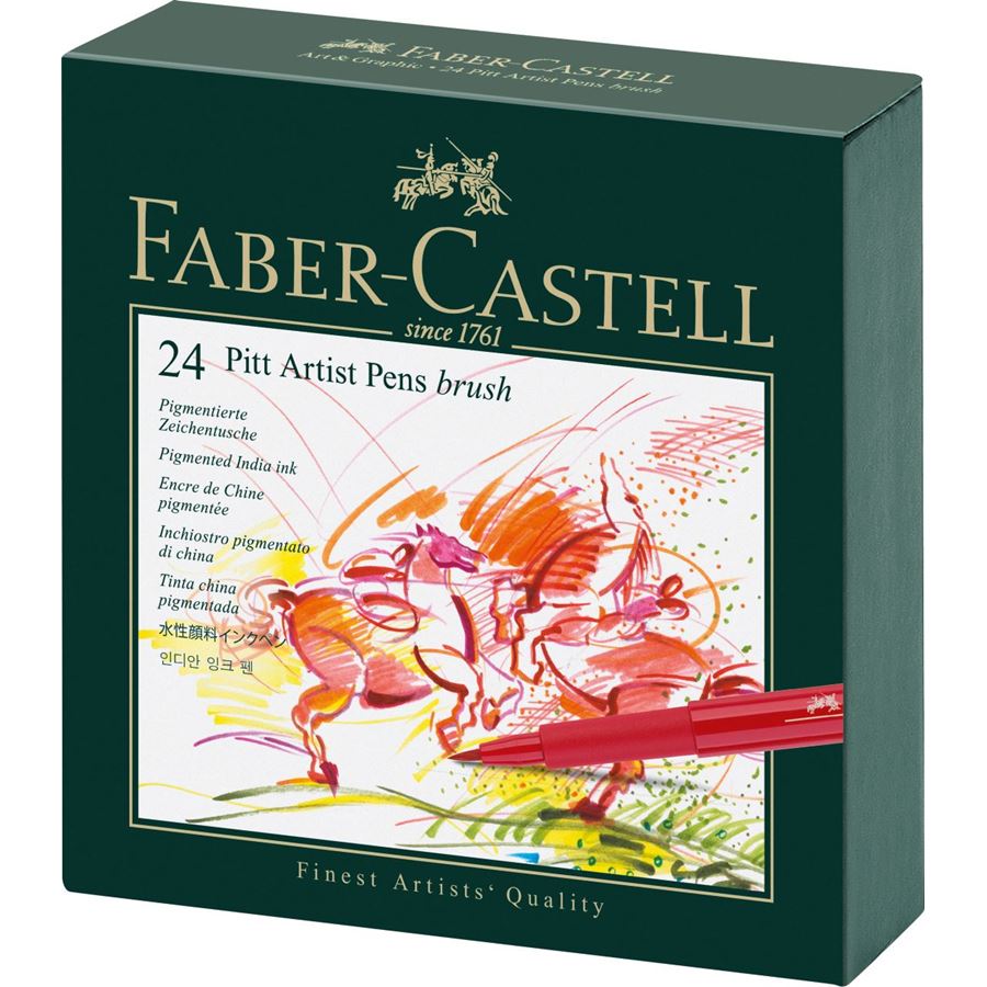 Faber-Castell - Pitt Artist Pen Brush Tuschestift, 24er Atelierbox