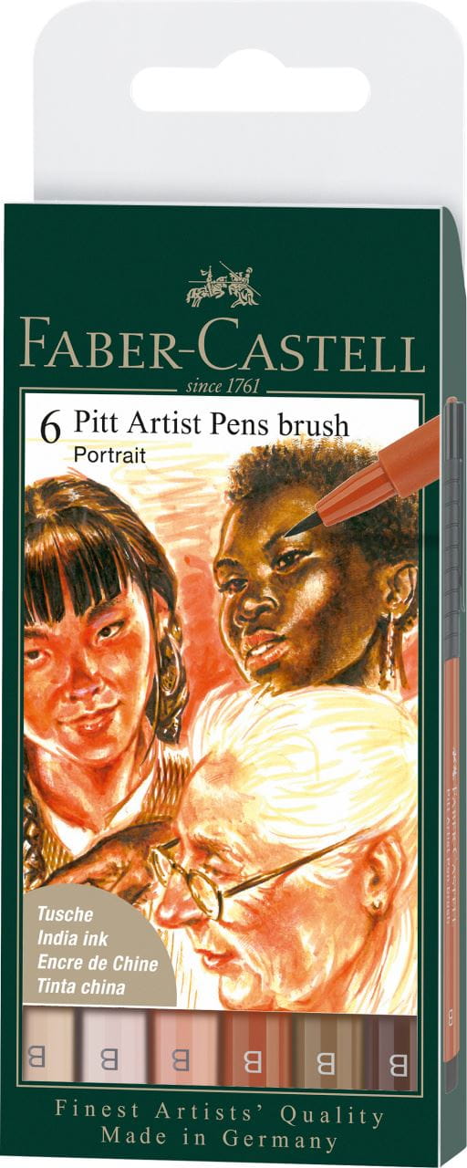 Faber-Castell - Tuschestift Pitt Artist Pen Brush 6er Etui Portrait