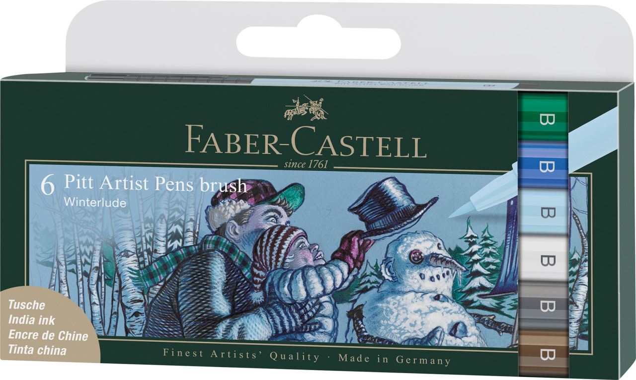 Faber-Castell - Pitt Artist Pen Brush Tuschestift, 6er Etui, Winterlude