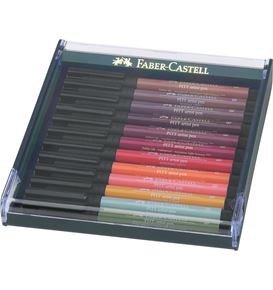 Faber-Castell - Pitt Artist Pen Brush Tuschestift, 12er Etui, Erdfarben