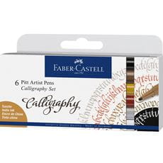 Faber-Castell - Pitt Artist Pen Calligraphy Tuschestift, 6er Etui