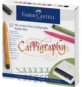 Faber-Castell - Pitt Artist Pen Tuschestift Calligraphy, 12er Atelierbox