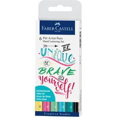 Faber-Castell - Pitt Artist Pen Tuschestift, 6er Etui Lettering, Pastelltöne